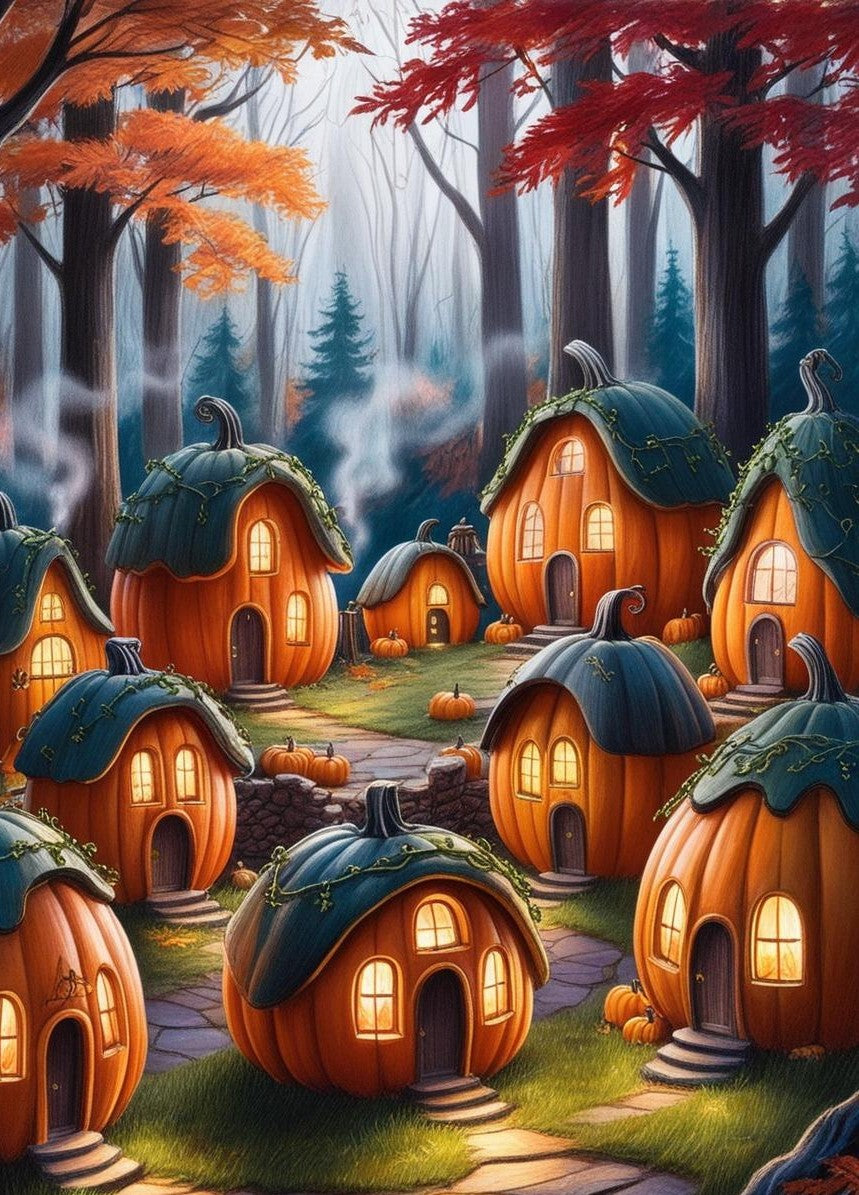 Paint By Number Illuminated Pumpkin Retreat