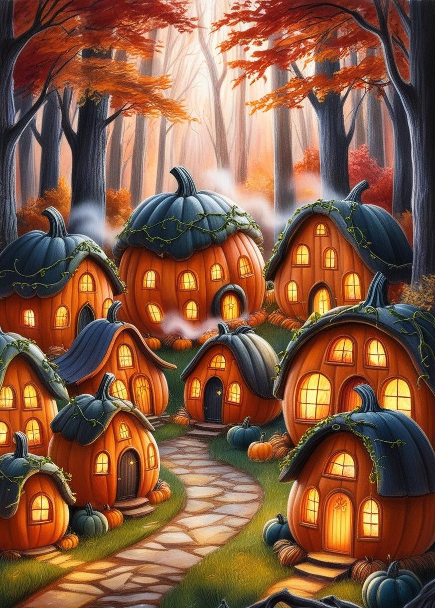 Paint By Number Lantern Glow Pumpkin Houses