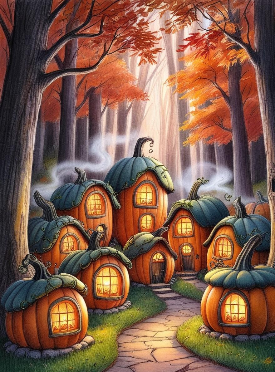 Paint By Number Nestled Pumpkin Cottage