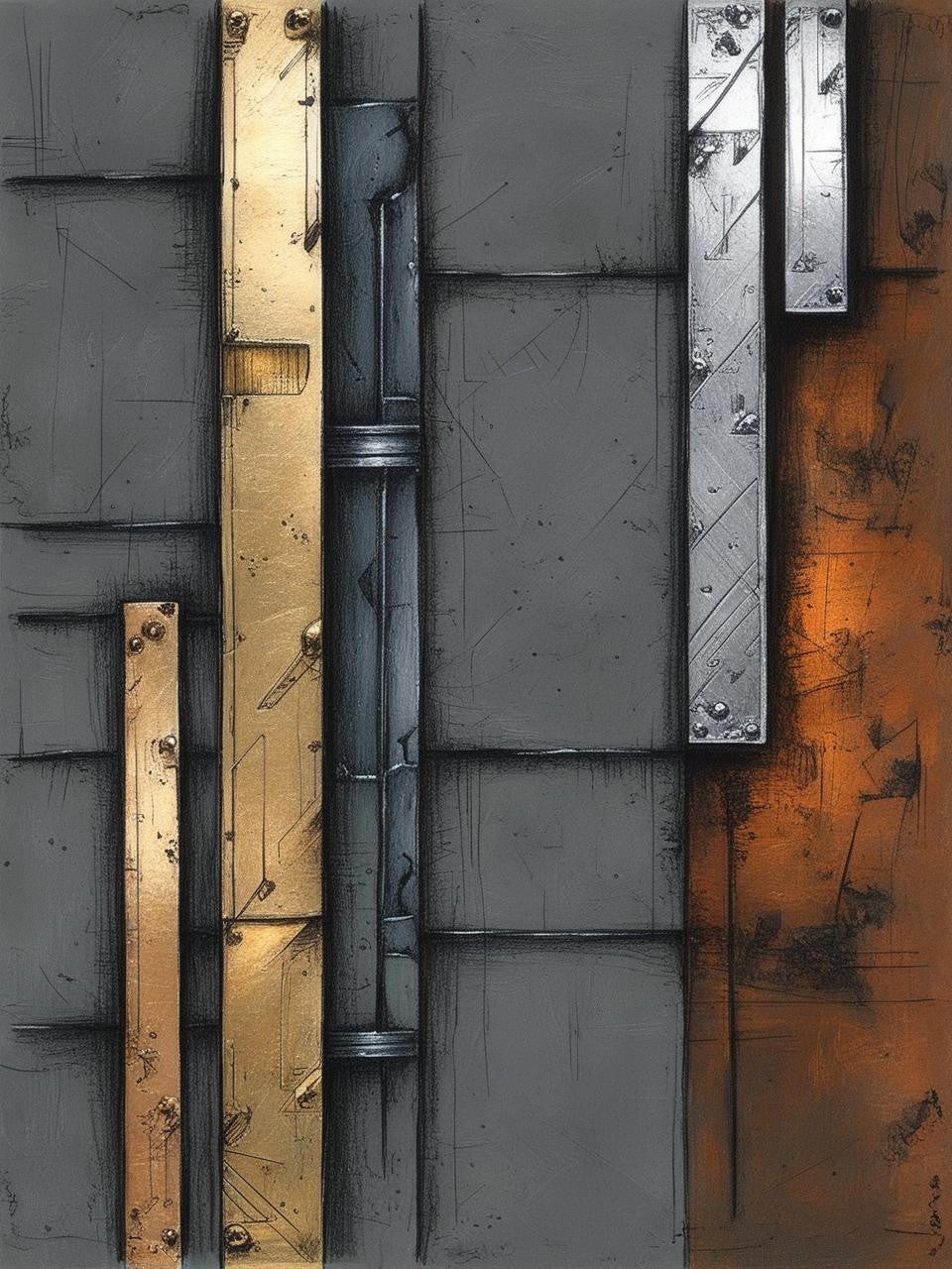 Paint By Number Metallic Edge: Industrial Art with a Luxe Twist