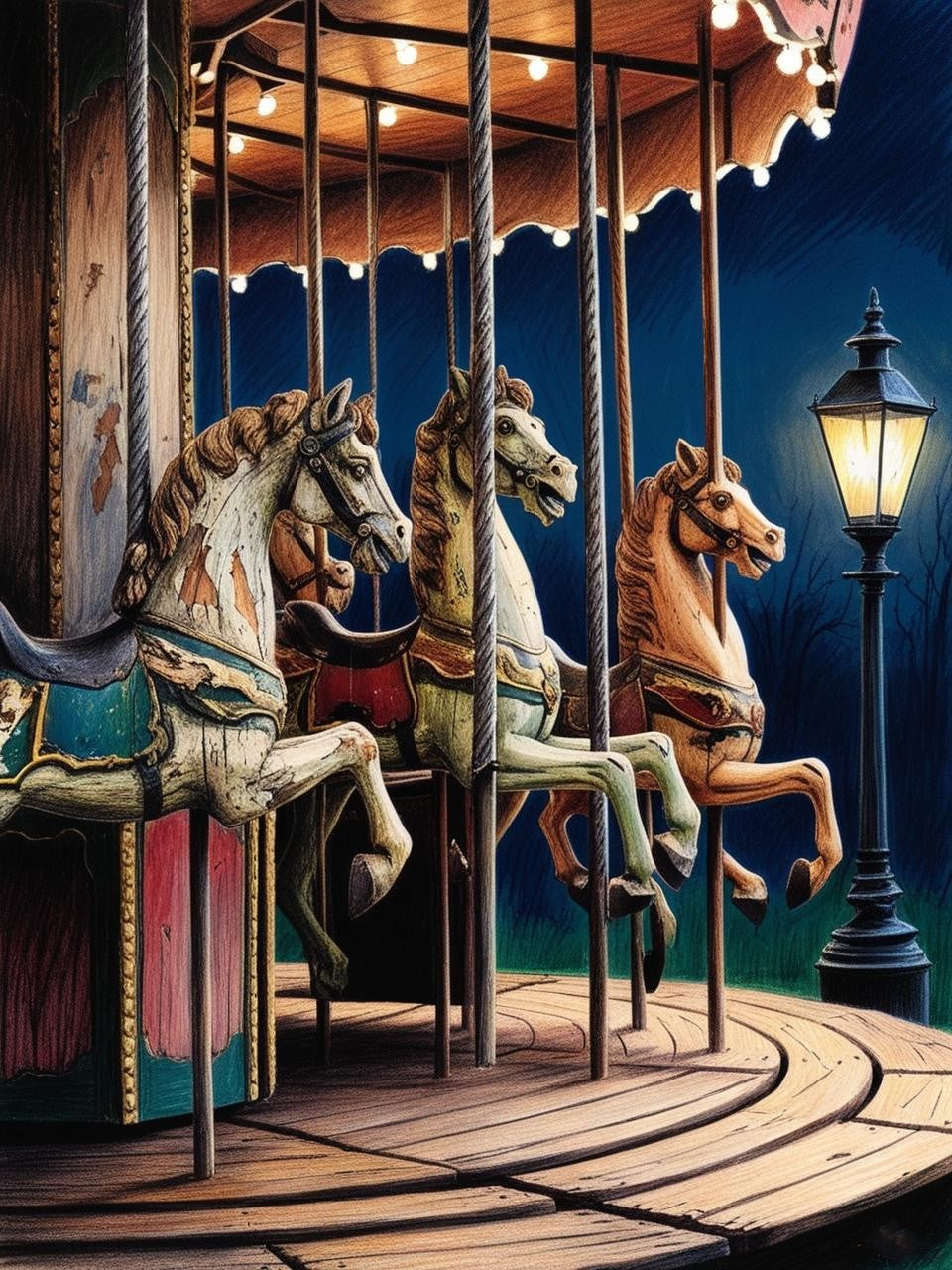 Paint by Number Haunted Carousel