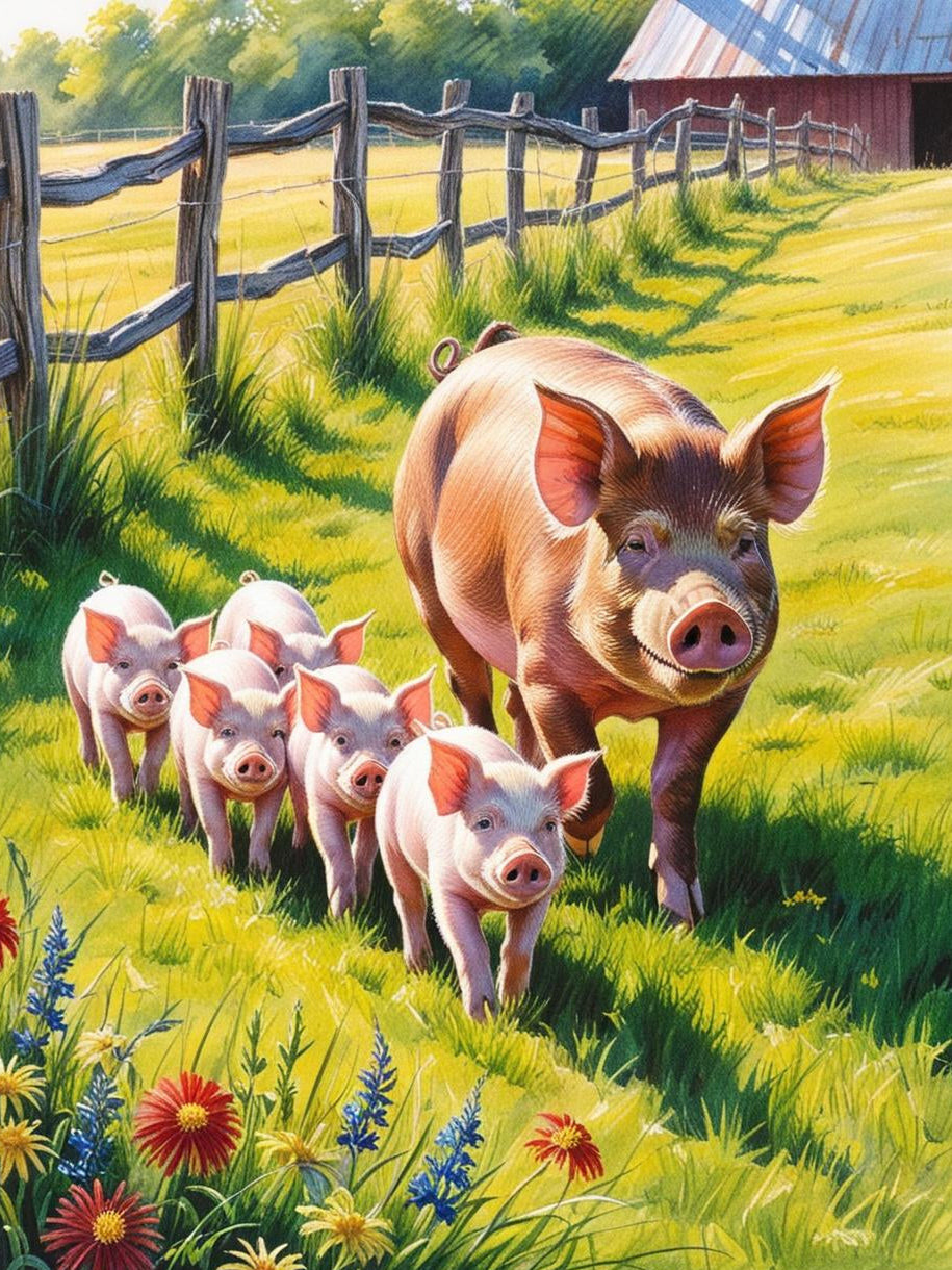 Paint by Number Mama Pig and Her Little Ones
