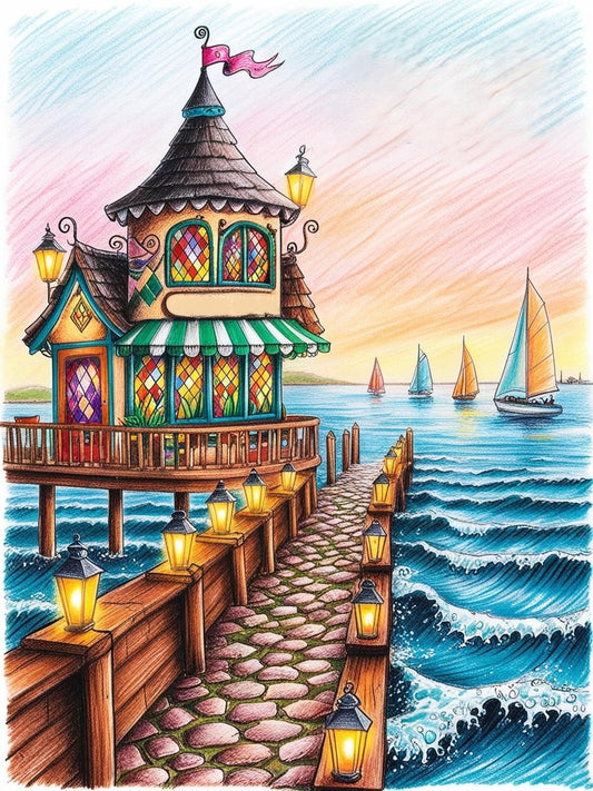 Paint by Number Seaside Village Vista