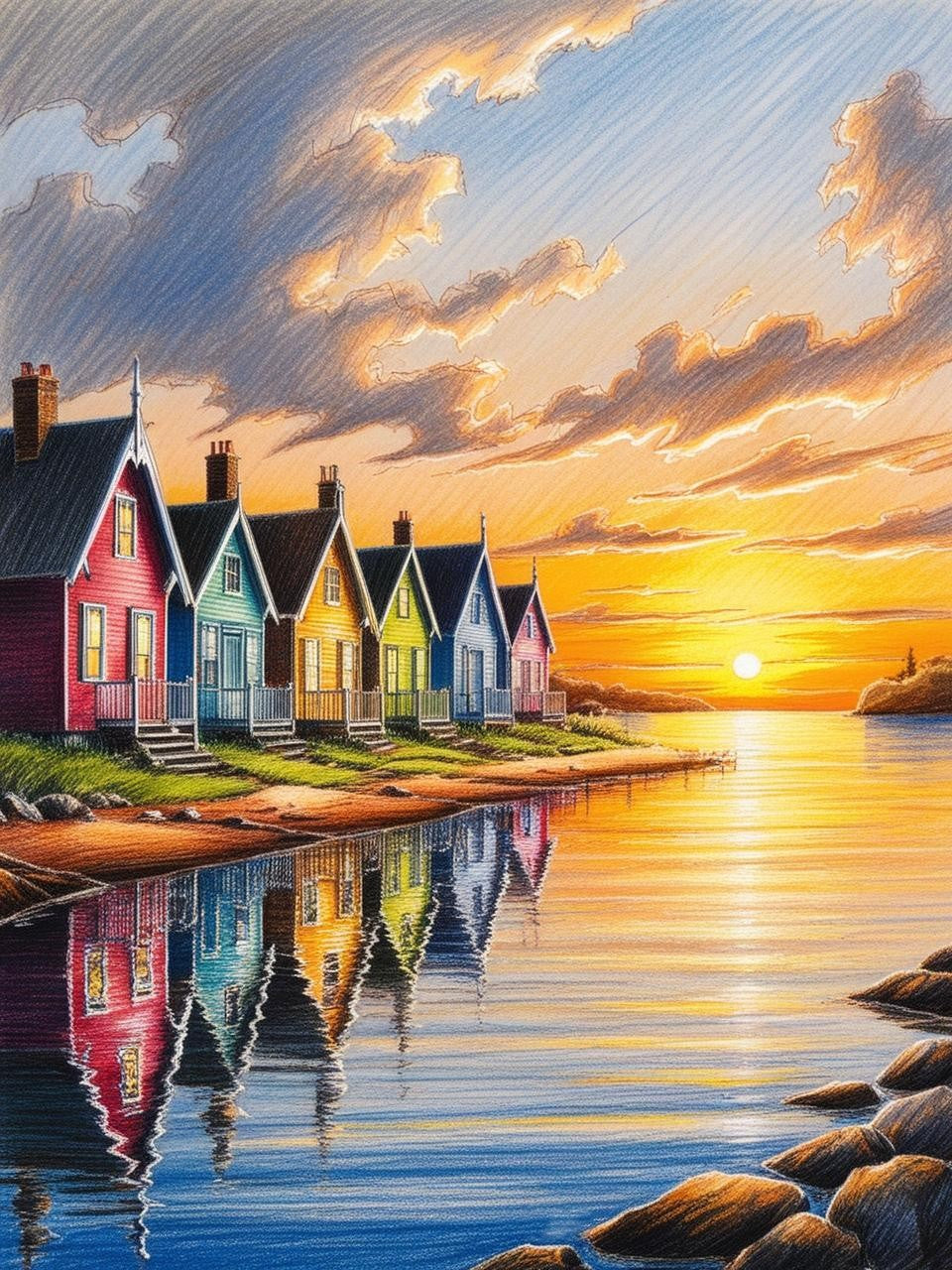 Paint by Number Harbor Town Harmony