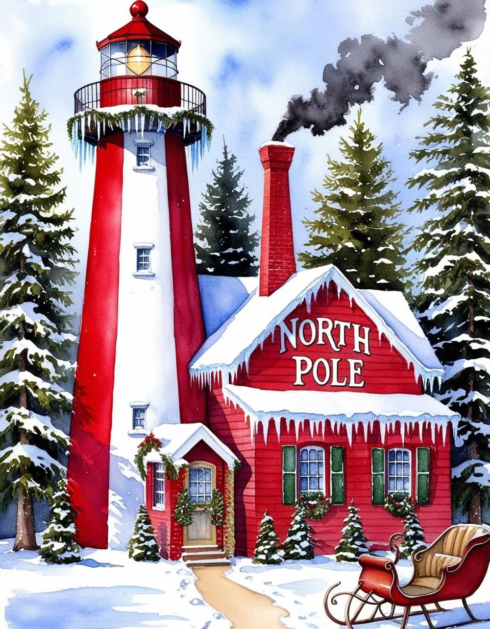 Paint by Number Arctic Lighthouse in Snow and Ice Scene – Paint by Number Kit for Adults