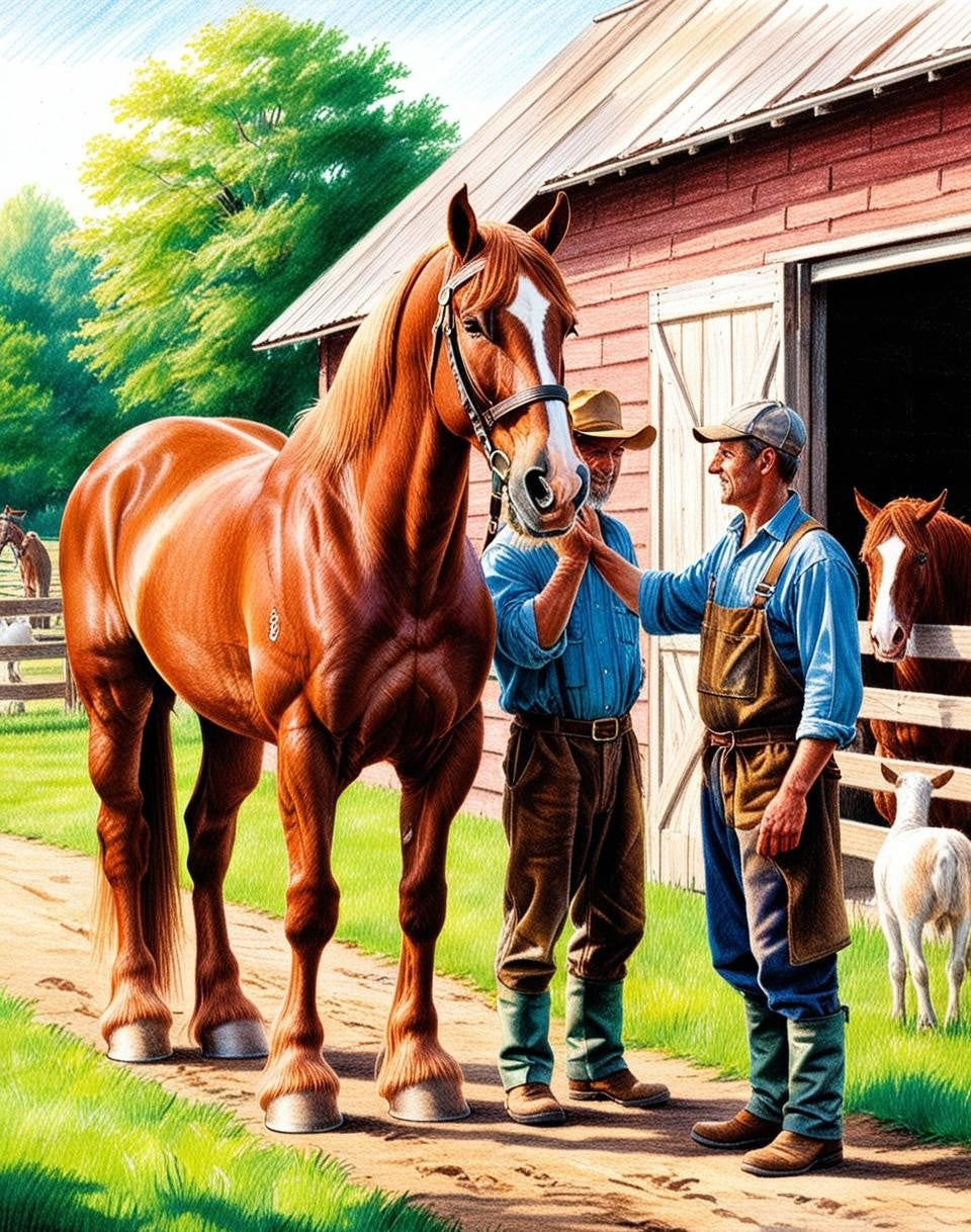 Paint by Number Loyal Clydesdale with Farmer