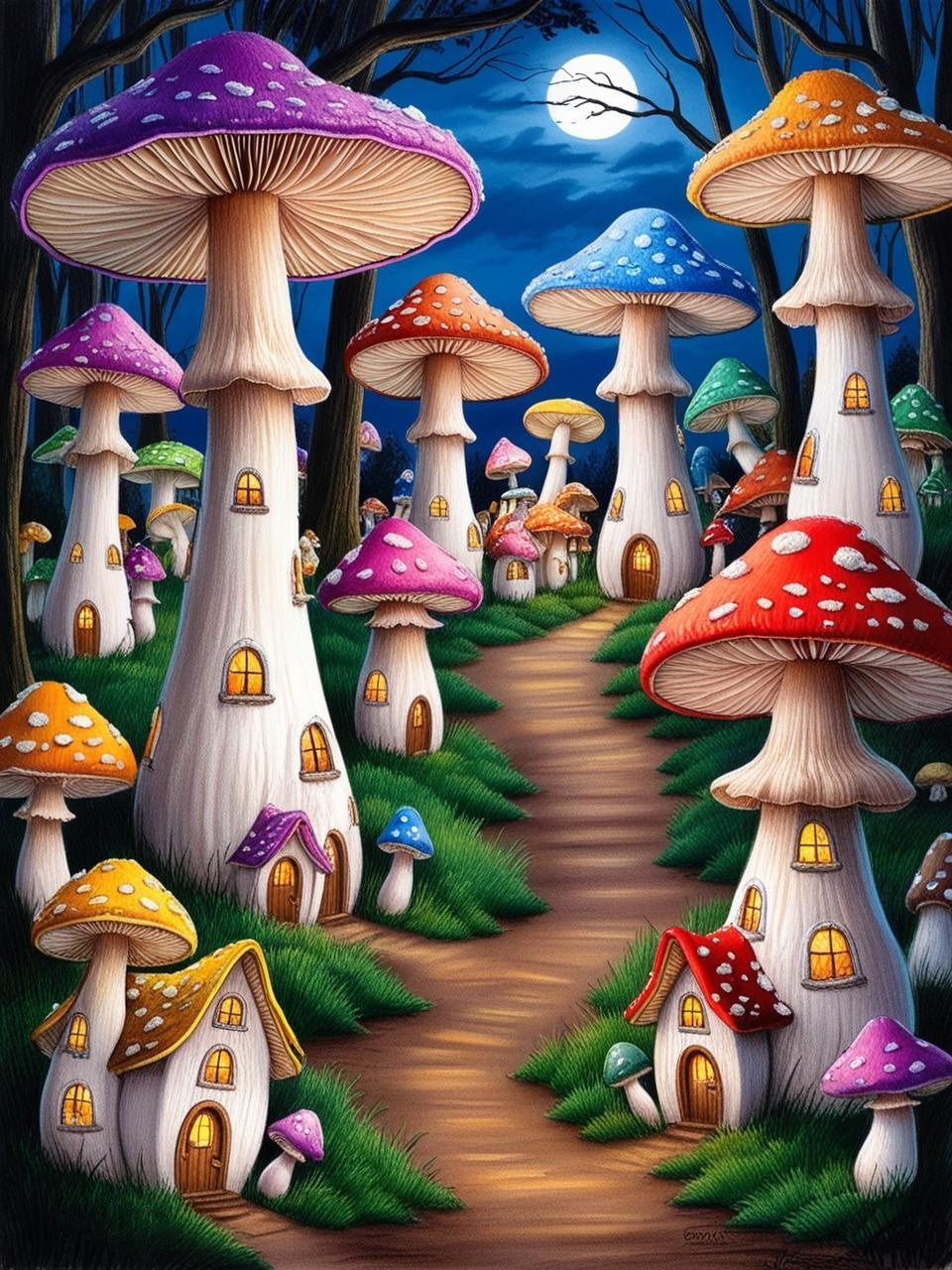 Paint by Number Ivy Moss Mushroom Enclave