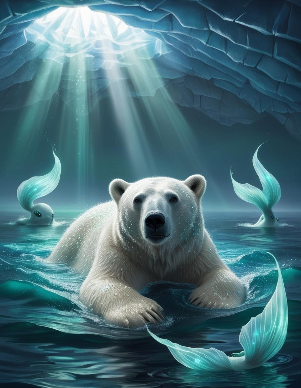 Paint By Number Polar Bear and Mermaid in an Arctic Fantasy