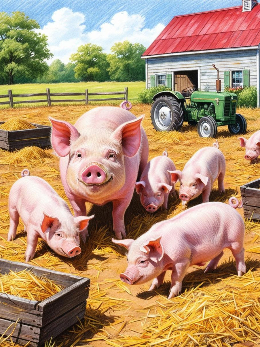 Paint by Number Mother Pig and Her Littles