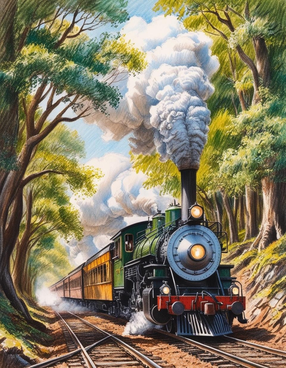 Paint By Number Historic Steam Locomotive