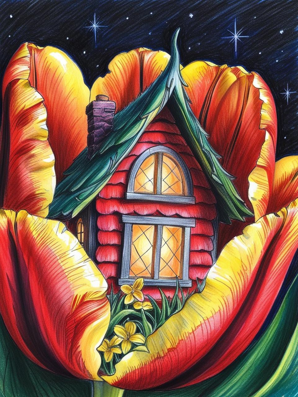 Paint by Number Fairy’s Tulip Cottage