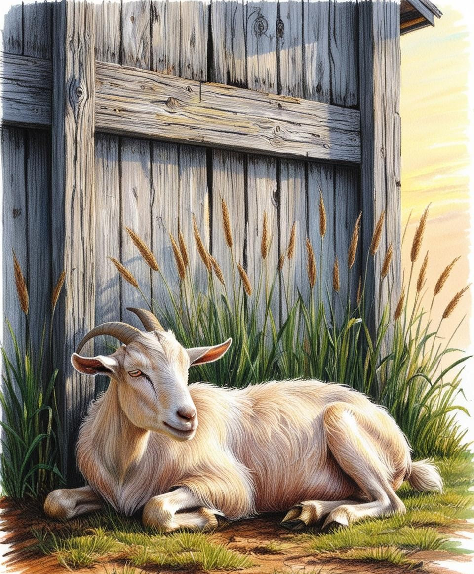 Paint by Number Goat Relaxing in the Farmyard