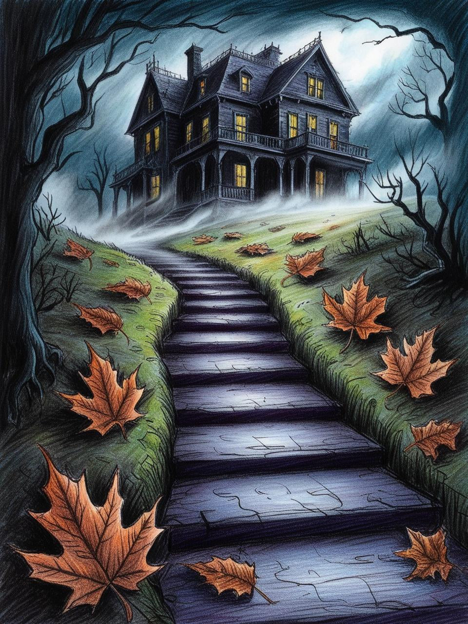 Paint by Number Gloomy Haunted Mansion