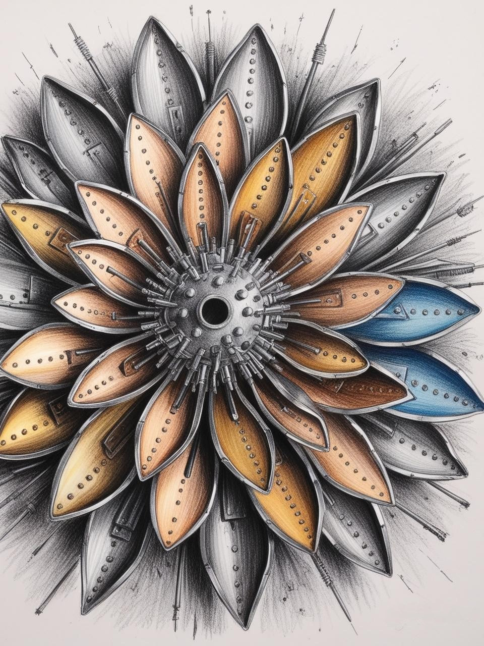 Paint By Number Industrial Elegance: A Flower in Metal
