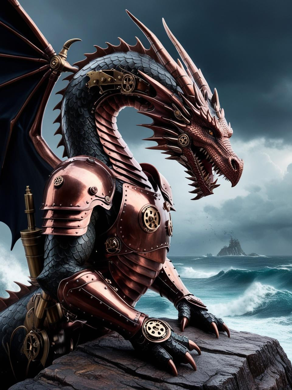 Paint by Number Medieval Steampunk Dragon