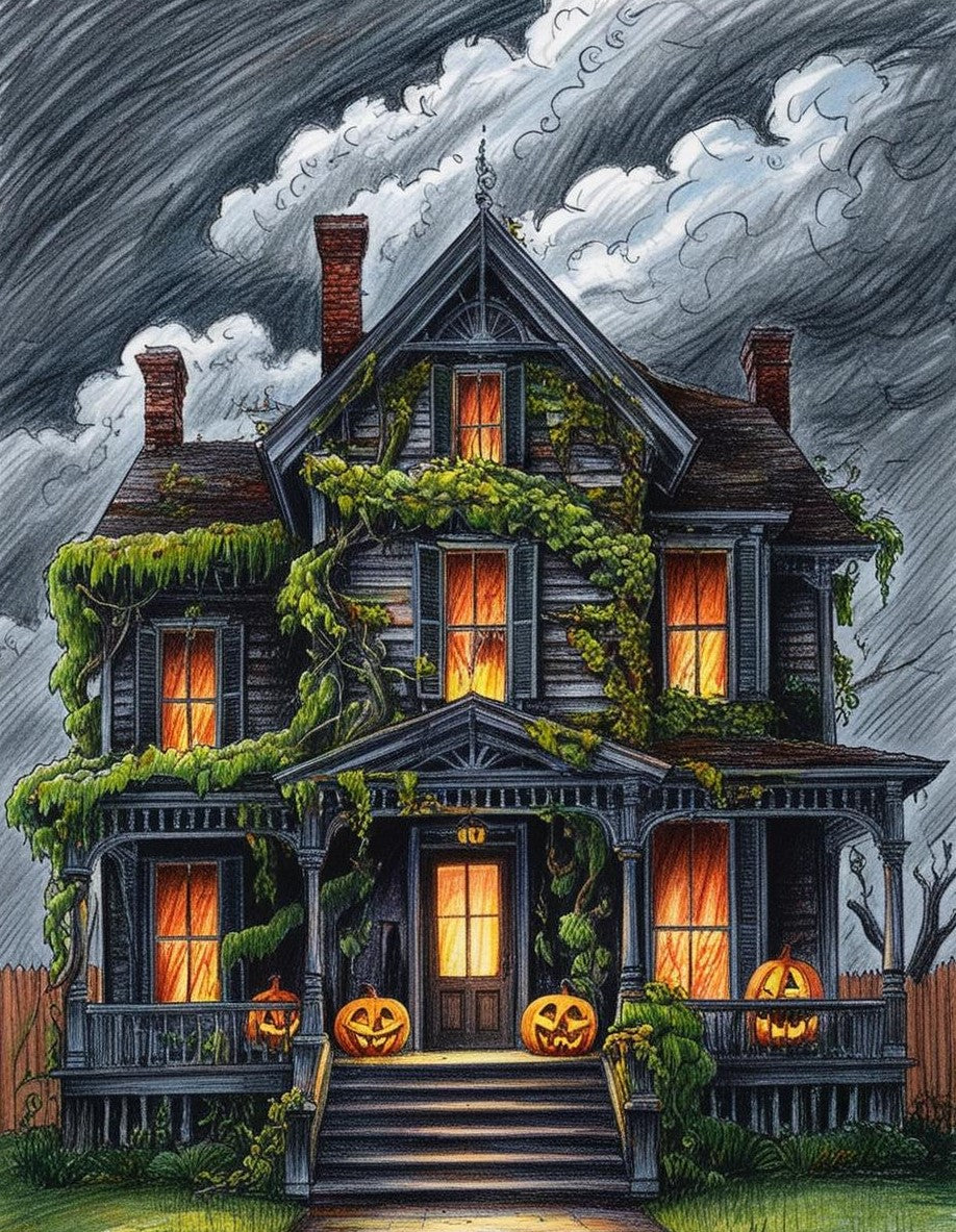 Paint by Number Mysterious Haunted House