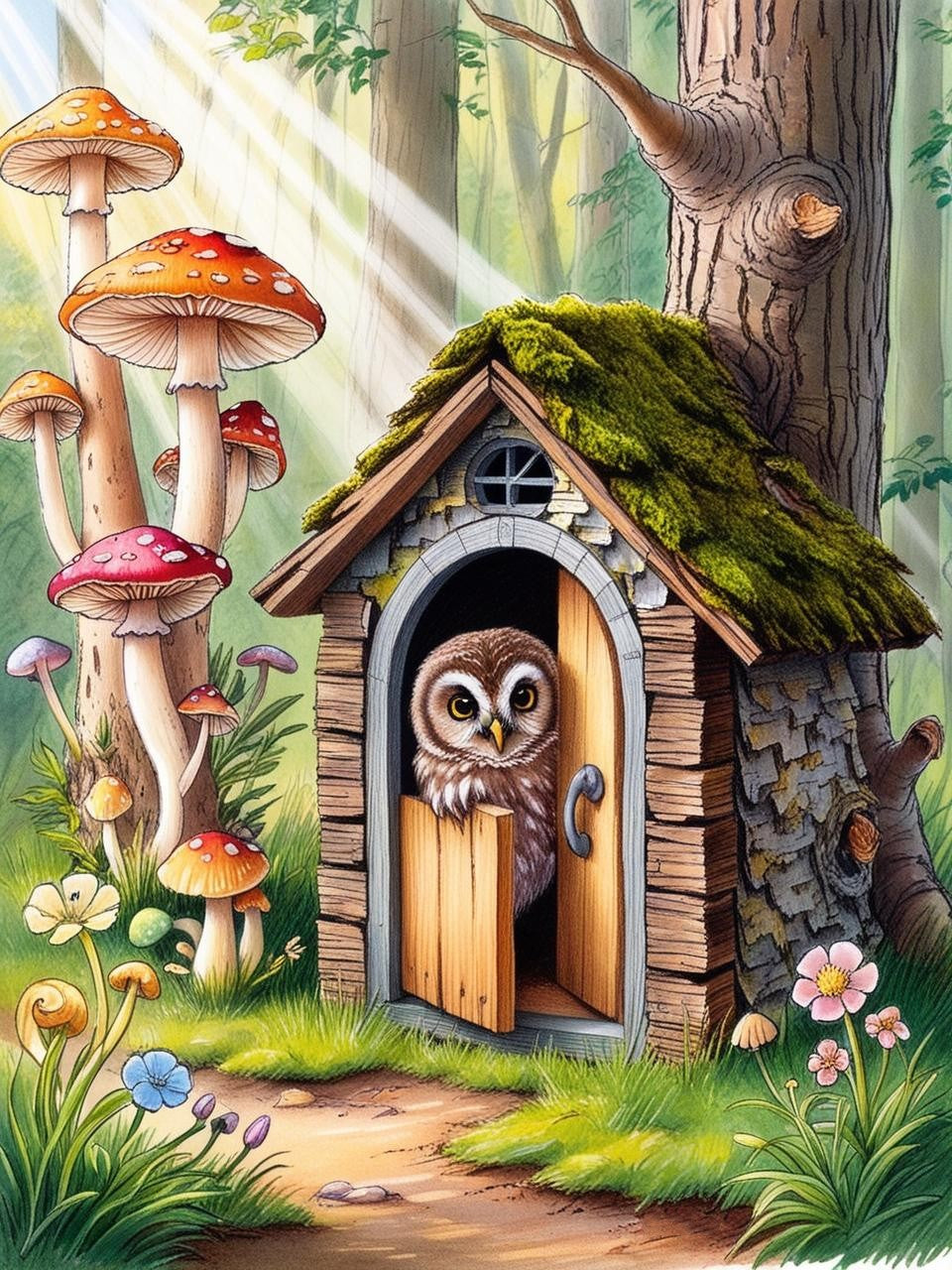 Paint by Number Hazel-eyed Woodland Owl