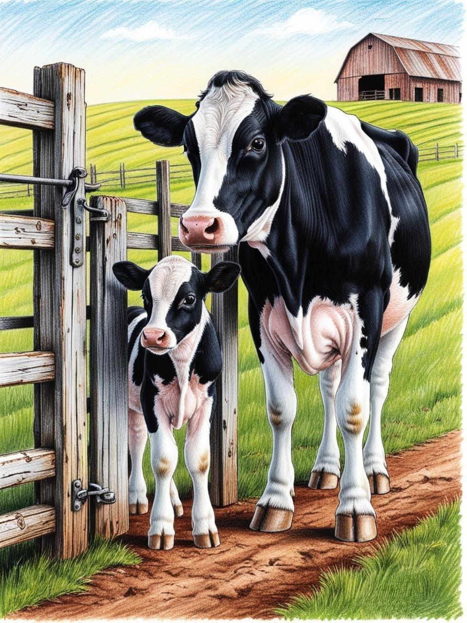 Paint by Number Little Calf and Her Mama