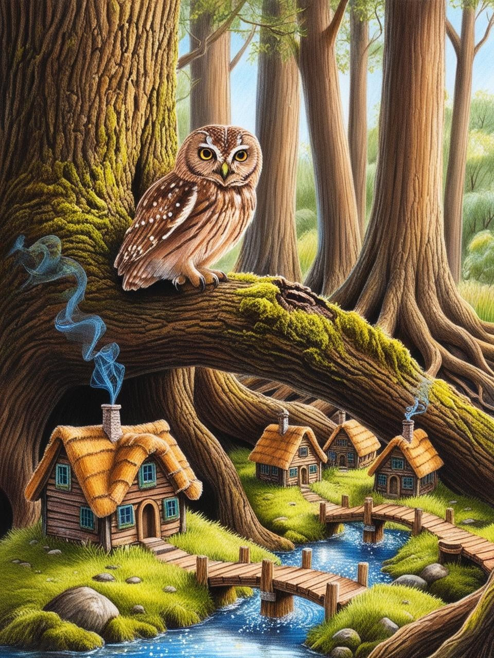 Paint by Number Hooting in the Glade Owl