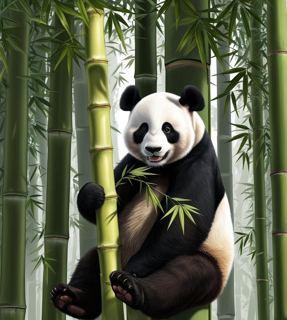 Paint By Number Gentle Giant: Panda Bear in a Lush Bamboo Forest