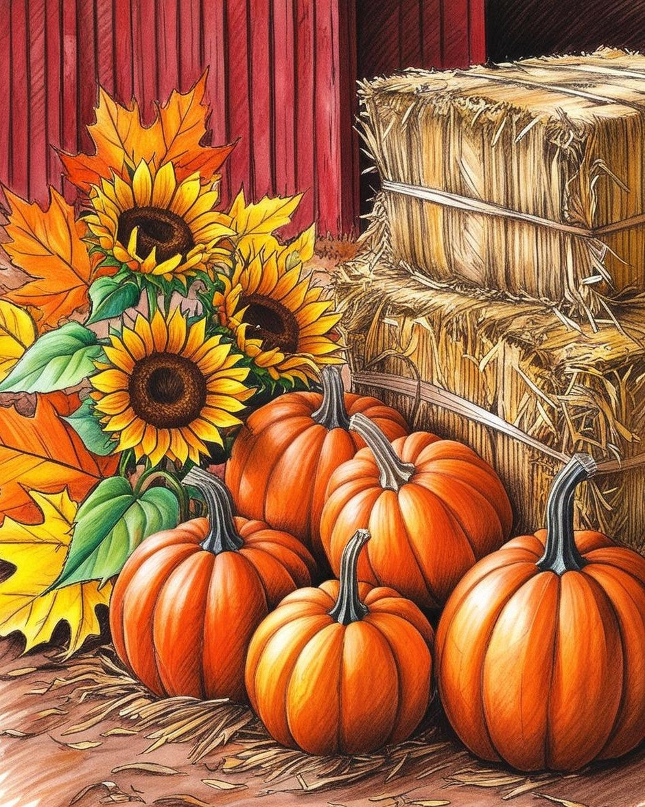 Paint By Number Morning Pumpkins
