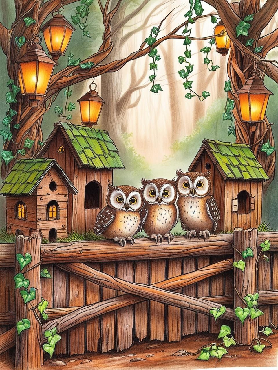 Paint by Number Fuzzy Twig Owl Cottage