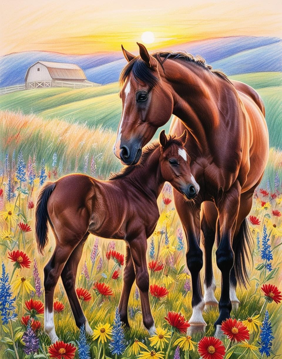 Paint by Number Mother and Colt