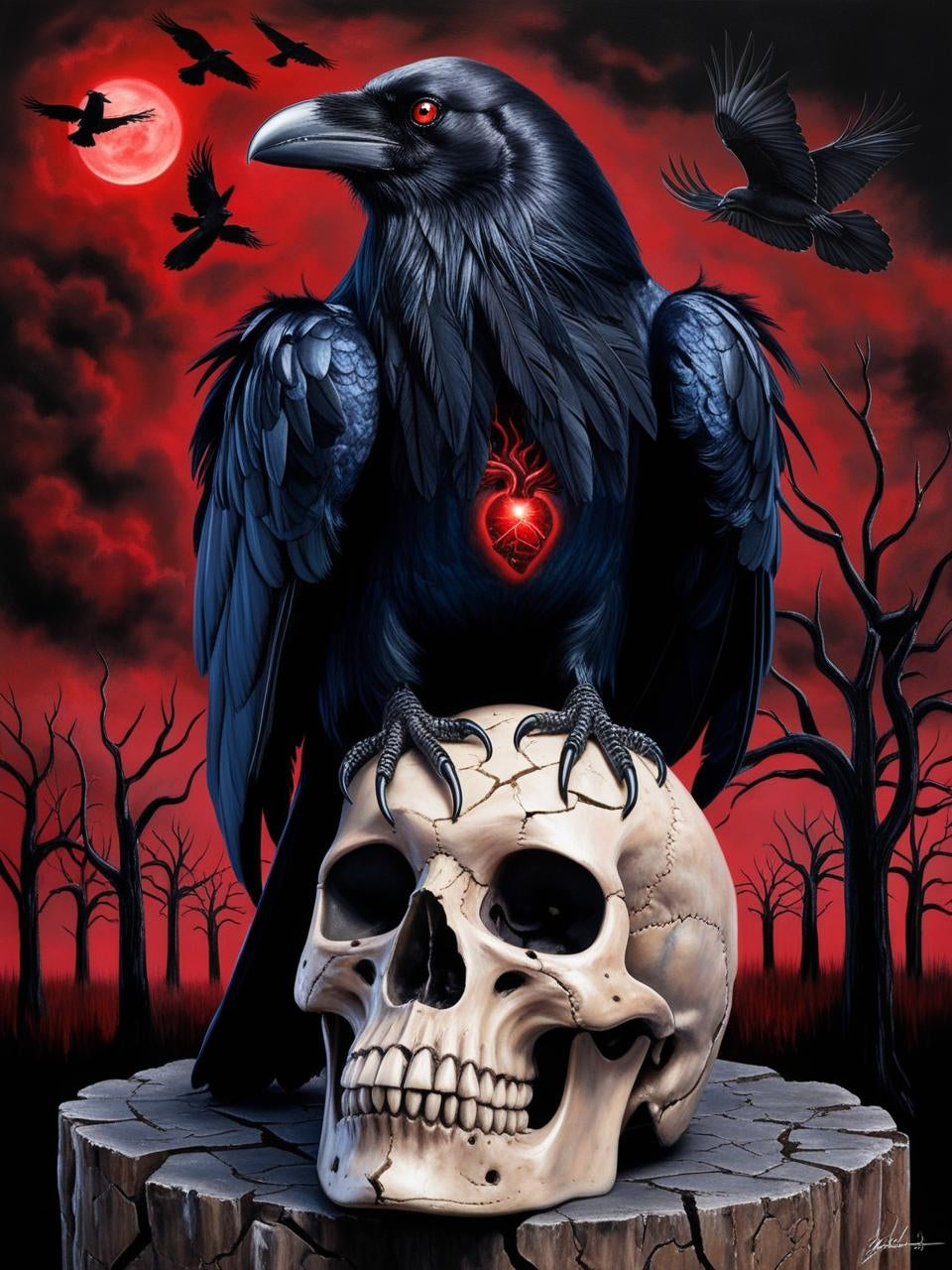 Paint by Number Moonlit Murmur Crow