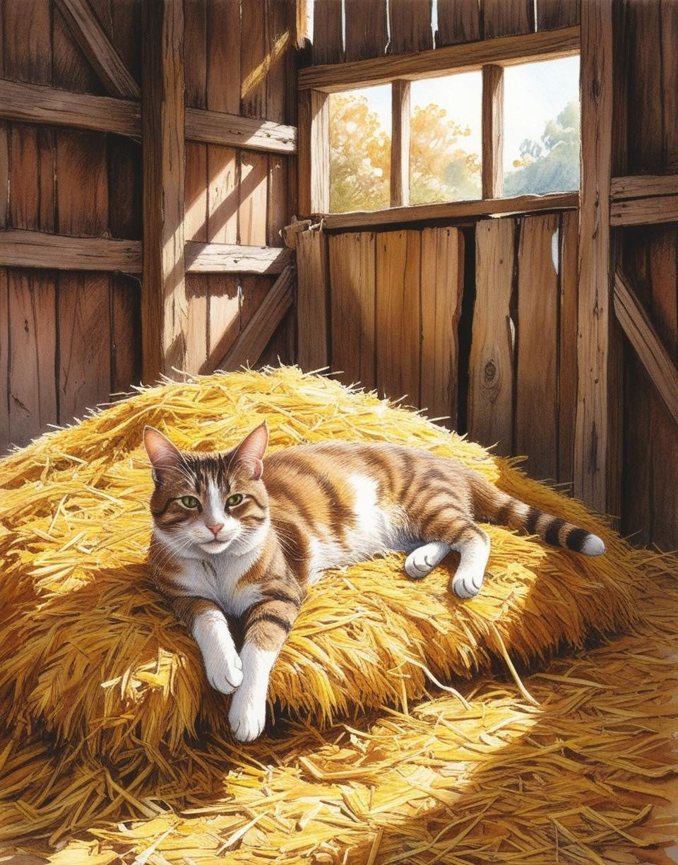 Paint by Number Lazy Barnyard Cat