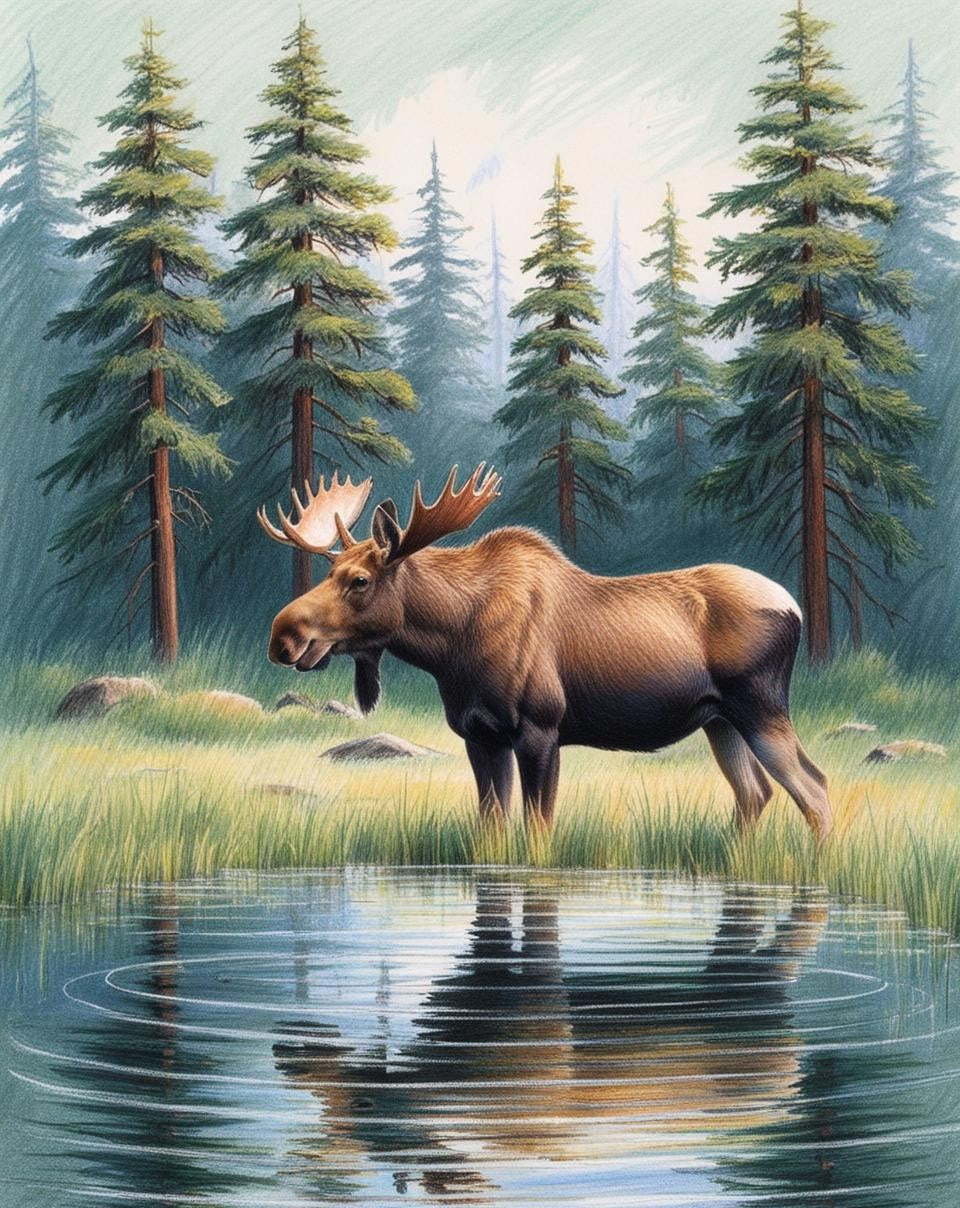 Paint By Number Nature’s Giant: Moose in a Scenic Landscape