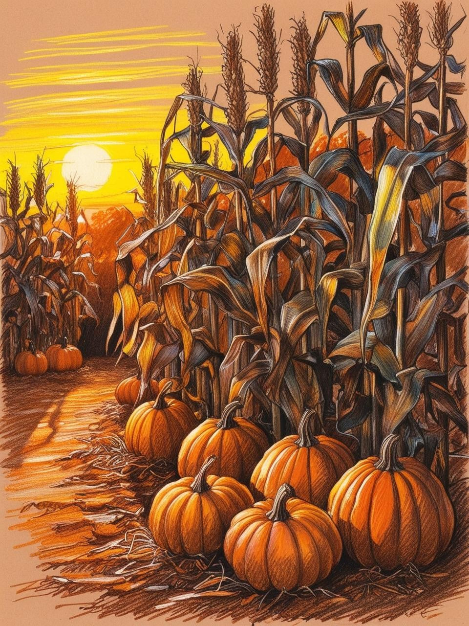 Paint By Number Joyful Pumpkin Fields