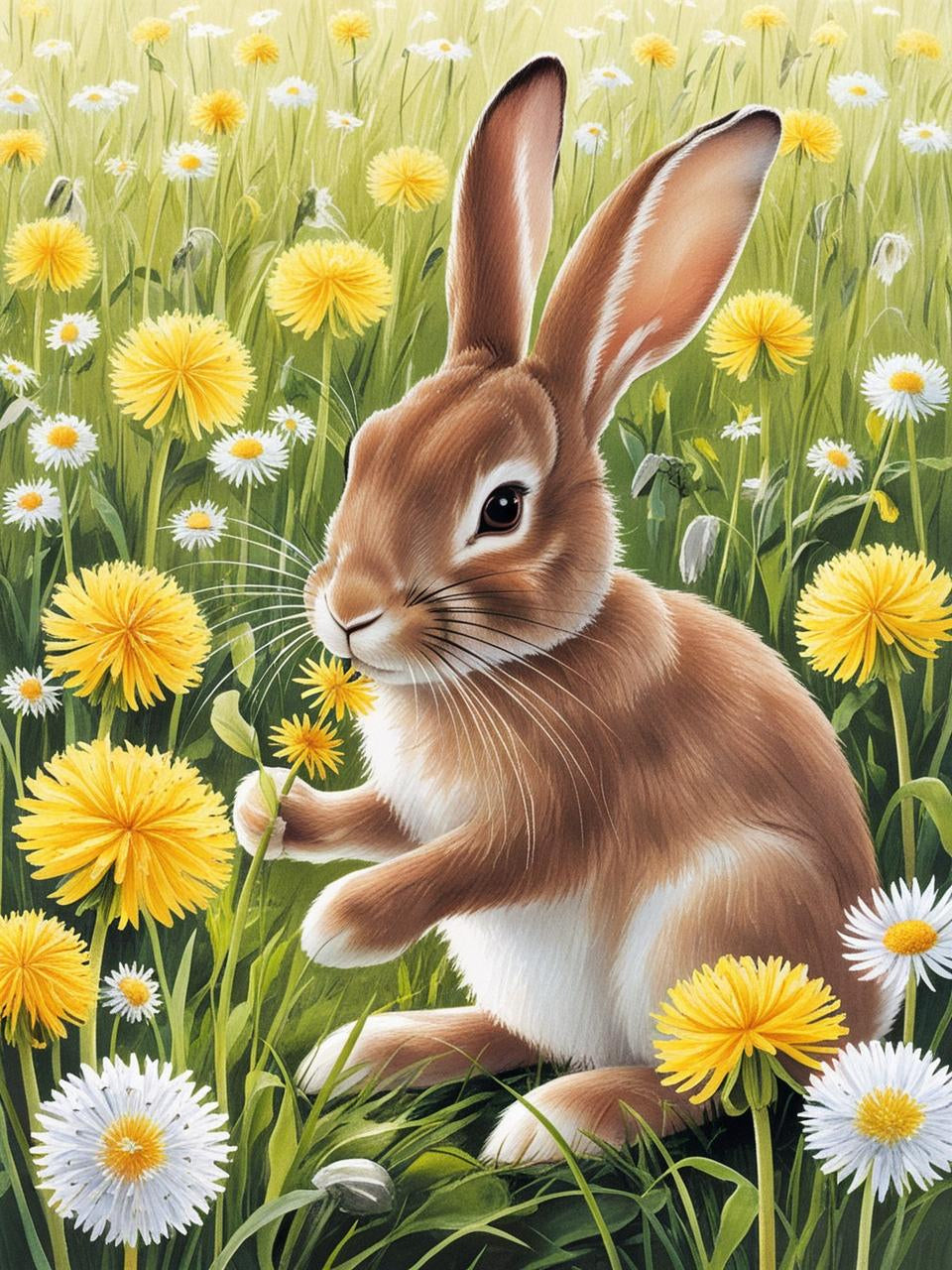 Paint By Number Gentle Rabbit in a Spring Meadow