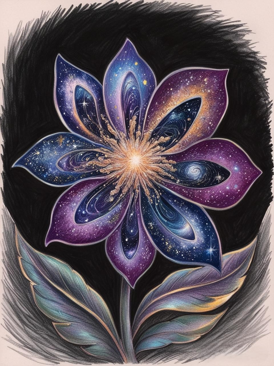 Paint By Number Nebula Petals: A Cosmic Flower Fantasy