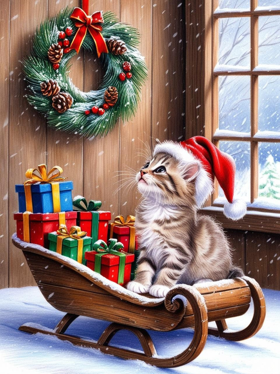 Paint by Number Kitten’s Christmas Eve