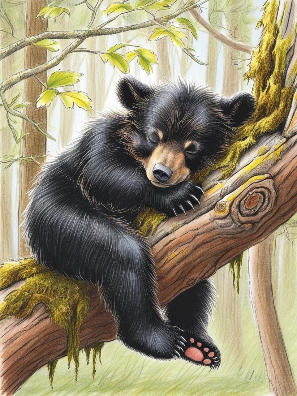 Paint By Number Gentle Slumber: Black Bear Cub Resting