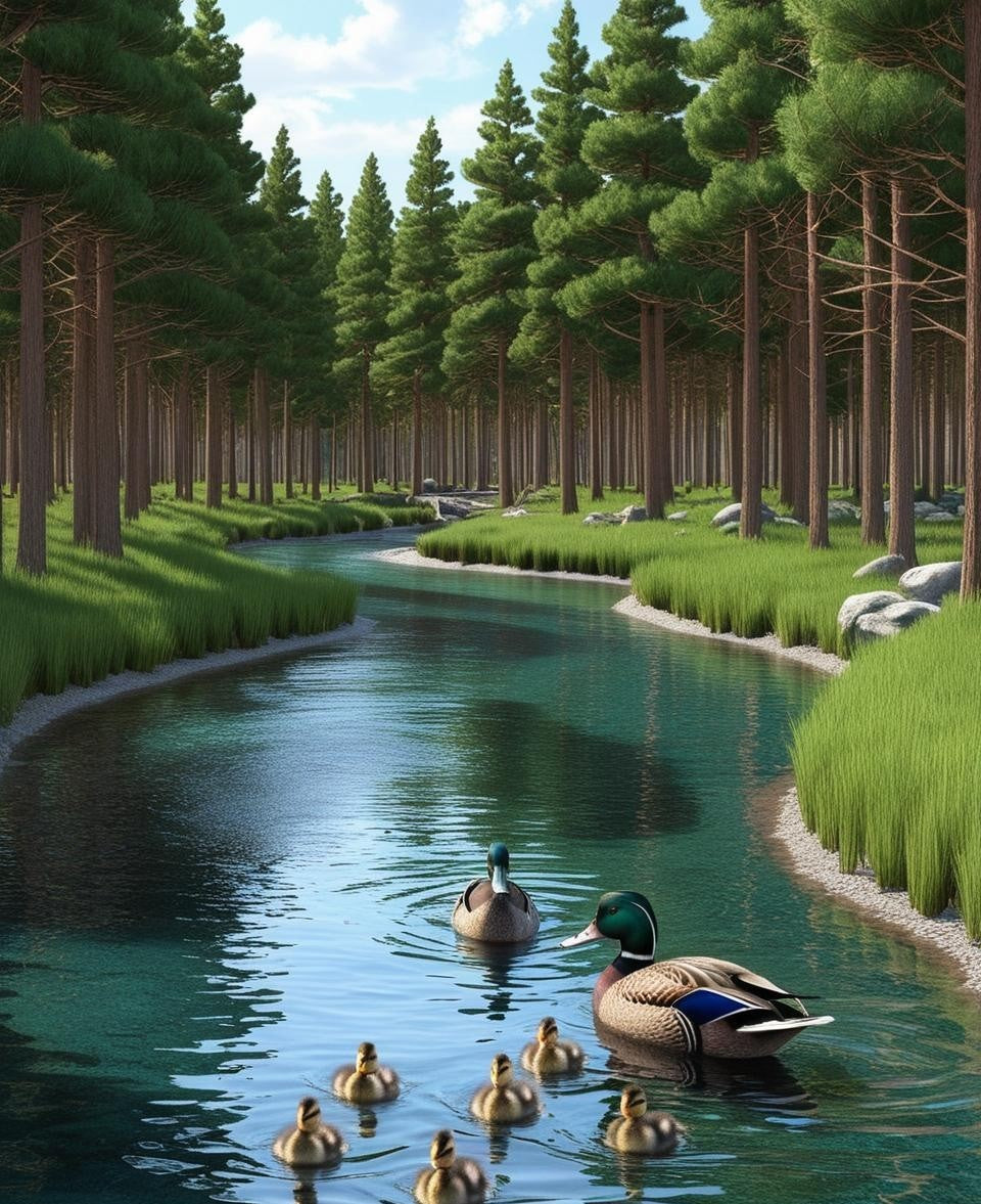 Paint by Number Ducks on the River
