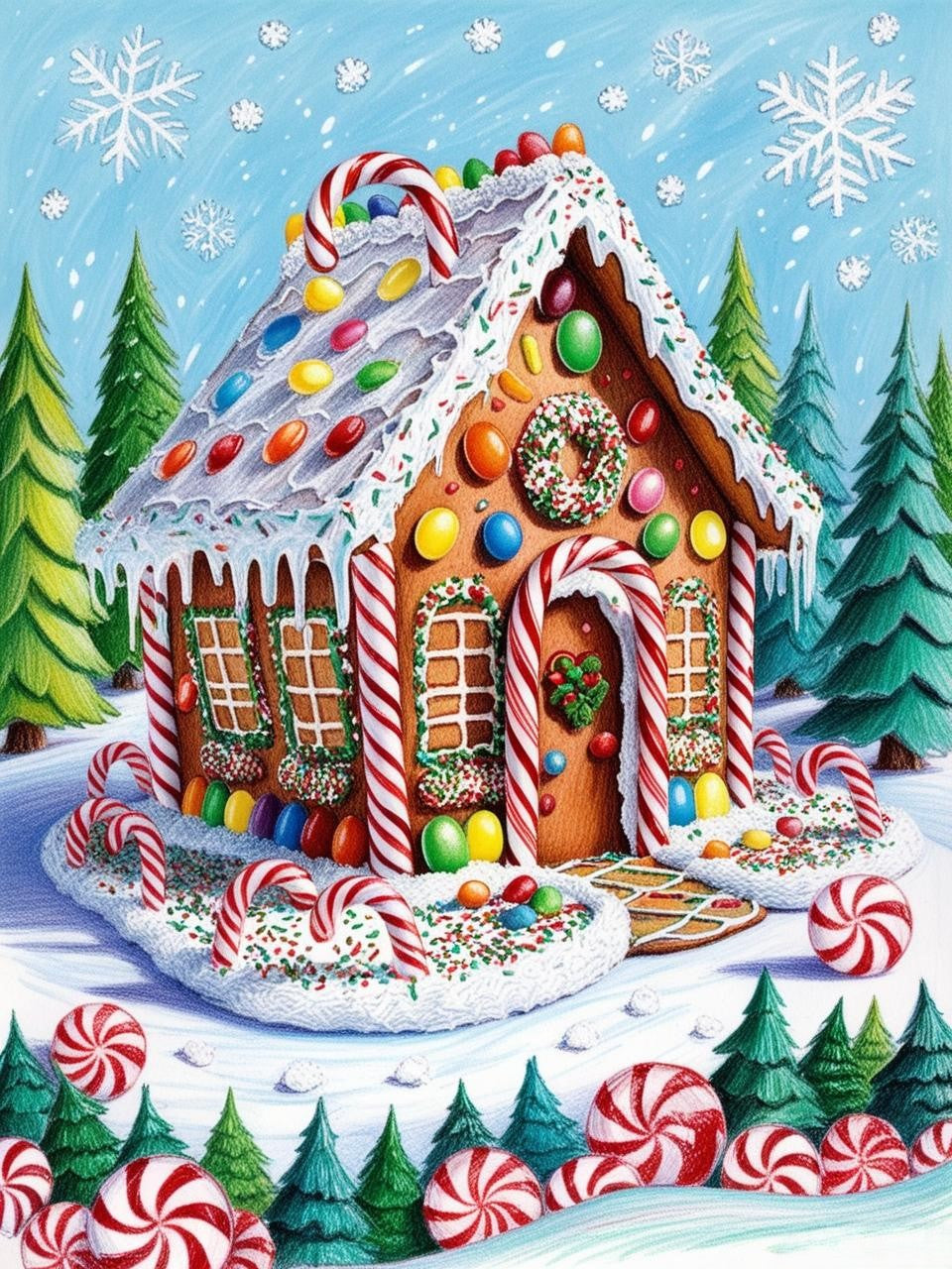 Paint by Number Gumdrop Gingerbread House