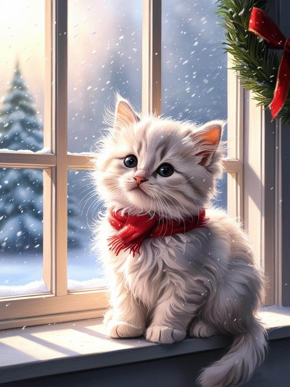 Paint by Number Mistletoe Kitten