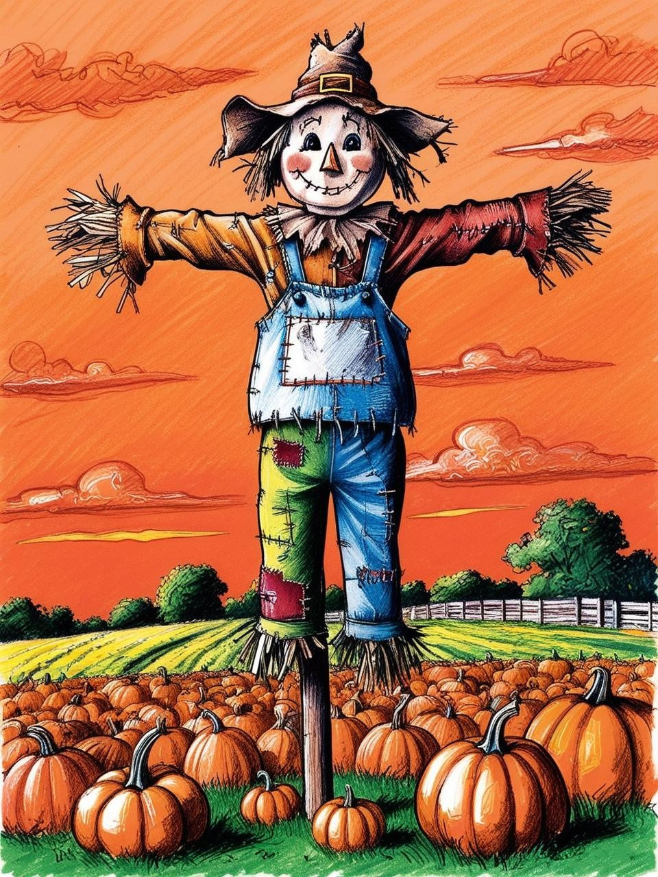 Paint By Number Hayfield Scarecrow