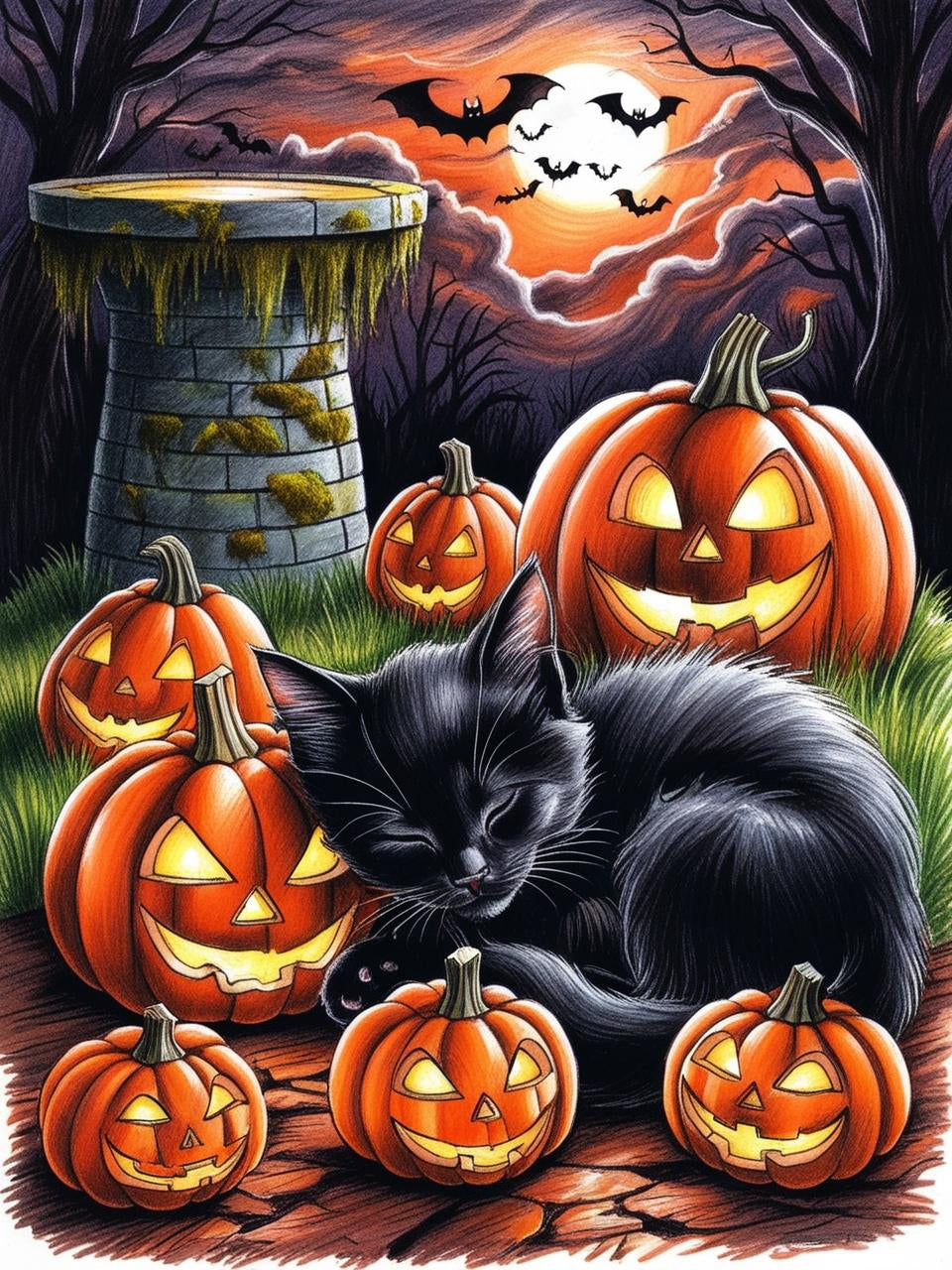 Paint by Number Jack-O’-Lantern Kitten