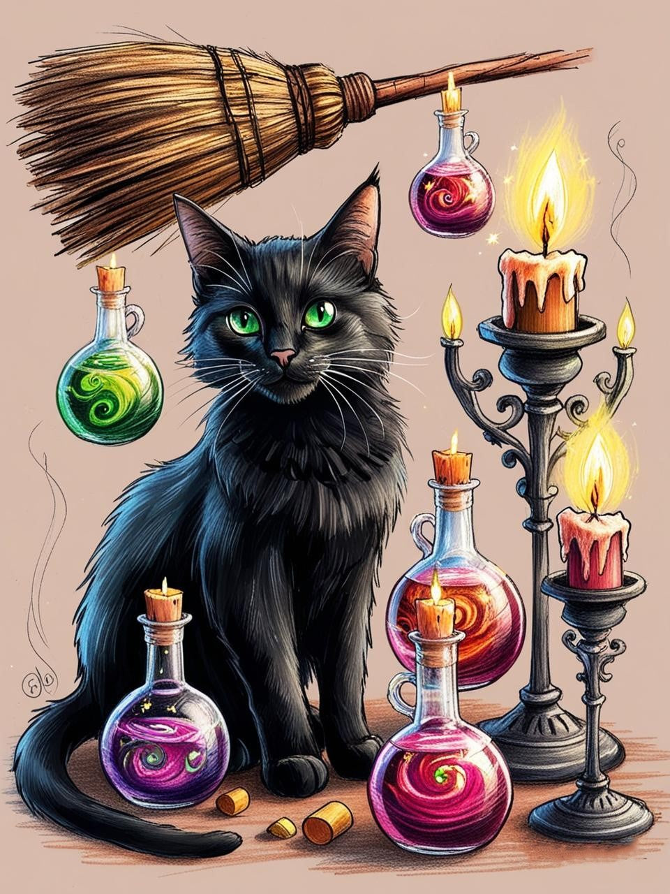 Paint by Number Mystical Black Cat
