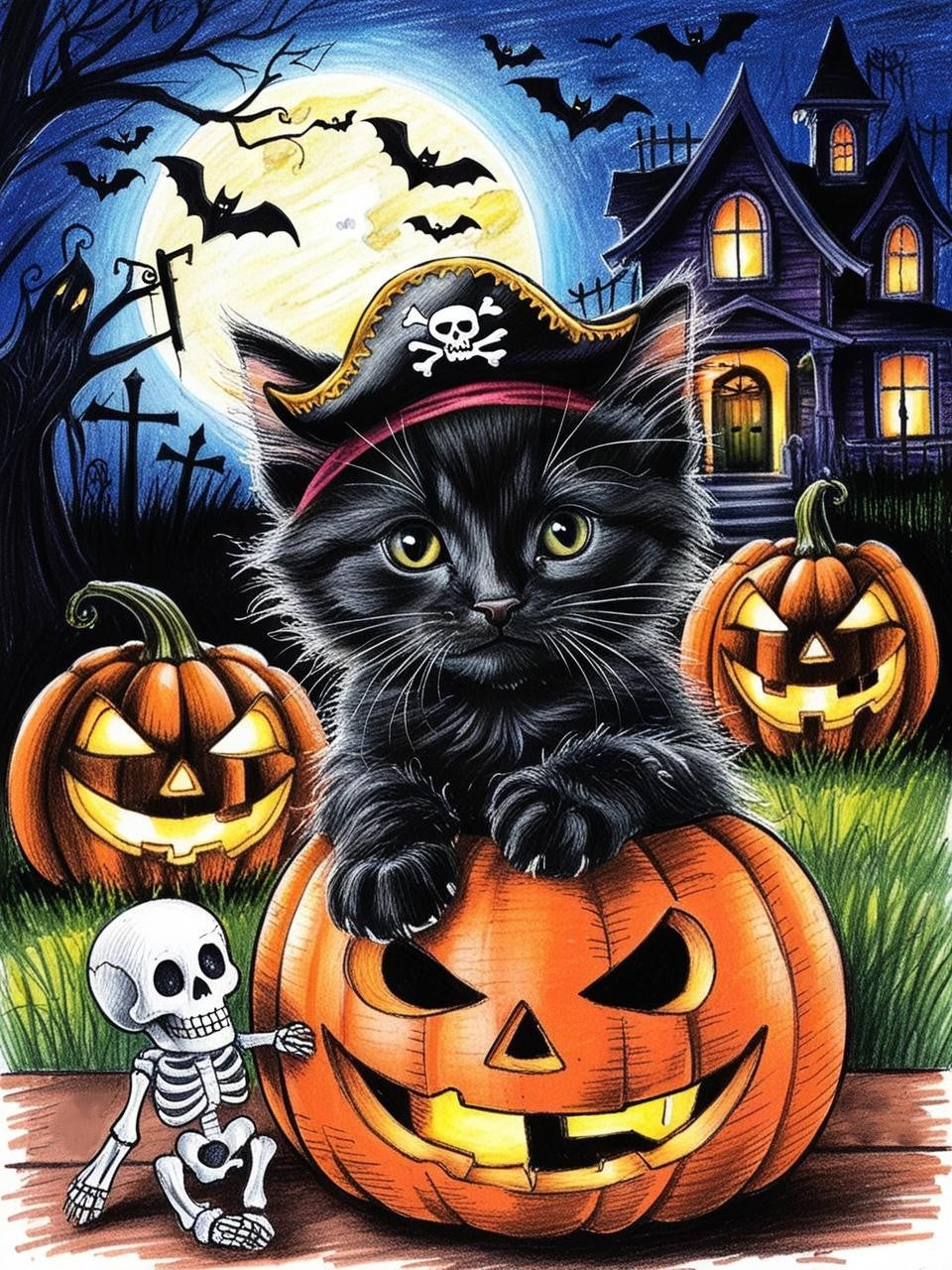 Paint by Number Jack-O’-Lantern Kitten