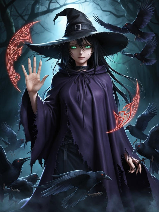 Paint by Number Mystic Raven Witch – Anime Dark Fantasy