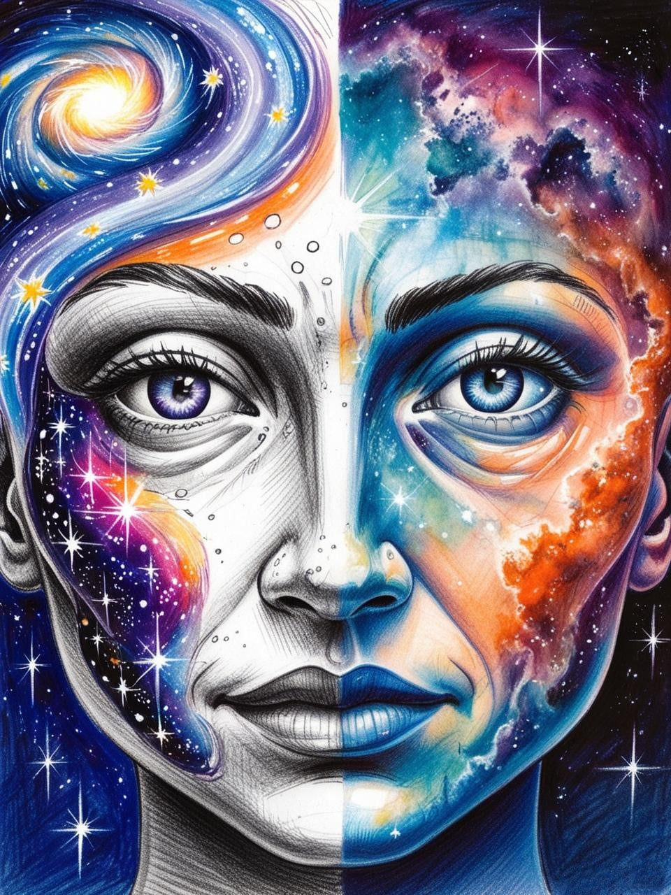 Paint By Number Cosmic Surreal Face
