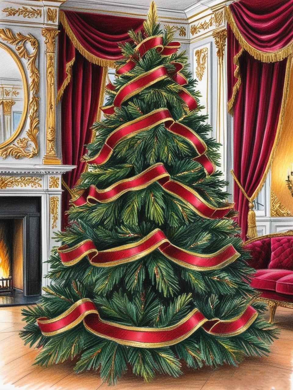 Paint by Number Grand Parlor Victorian Christmas Tree