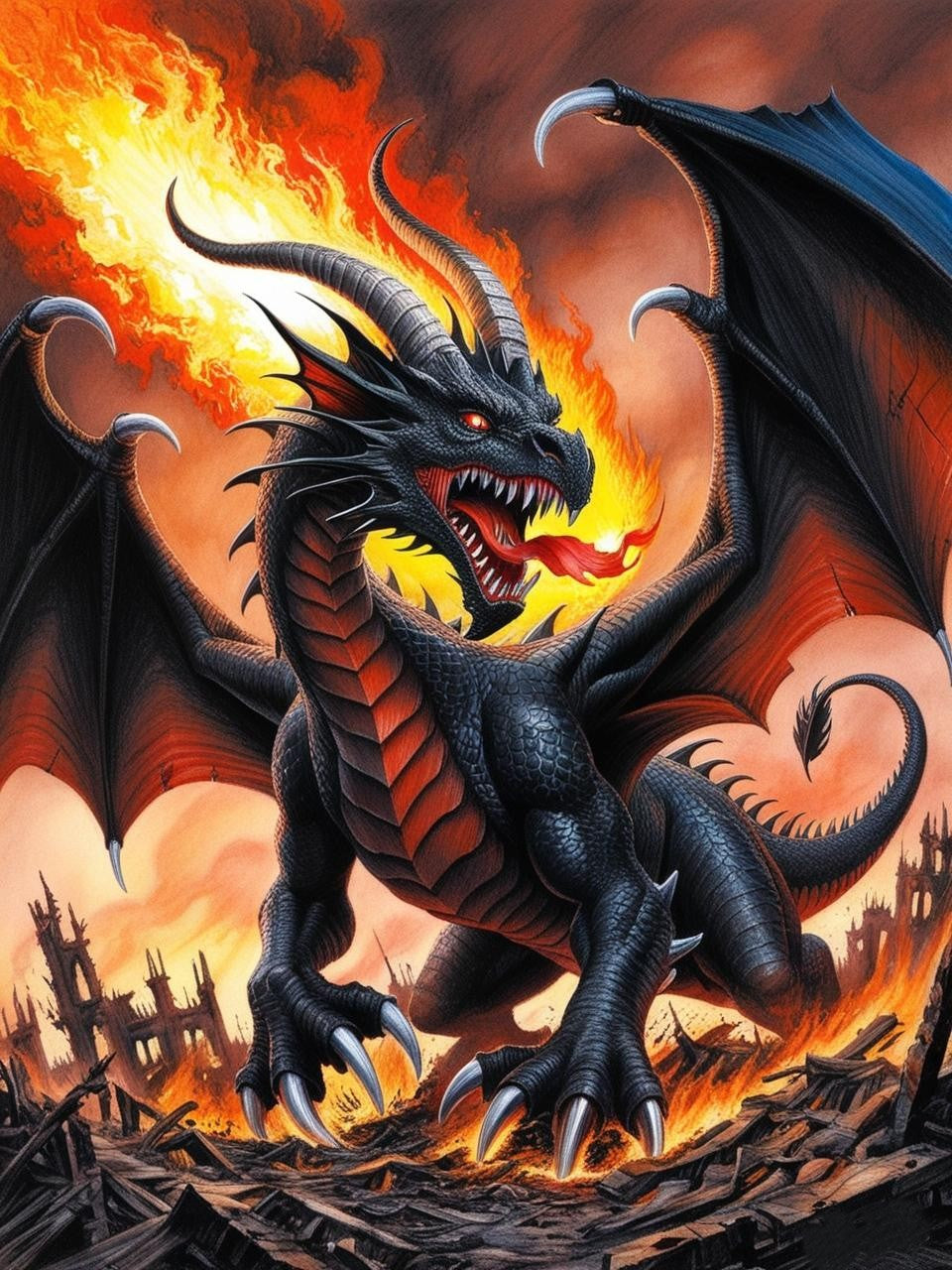Paint by Number Netherflame Dragon