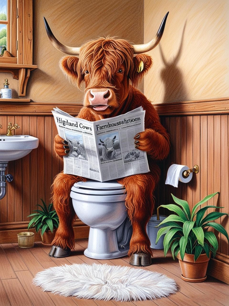 Paint by Number Highland Cow’s Bathroom Edition