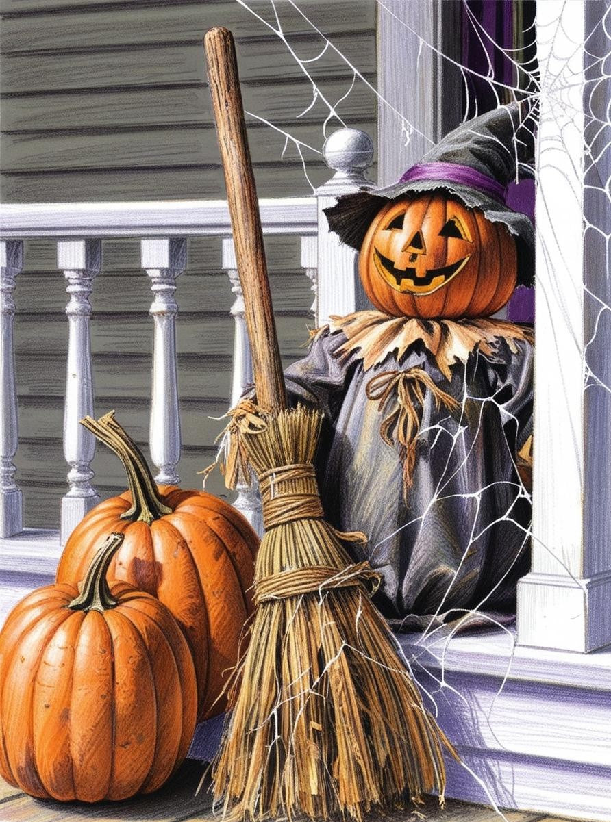 Paint By Number Little Porch Scarecrow