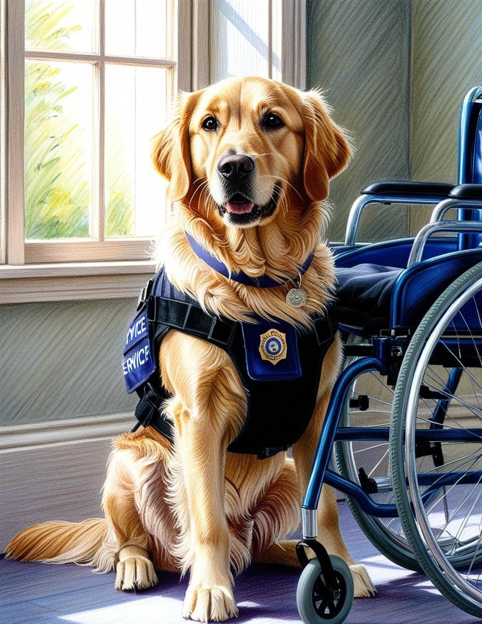 Paint by Number Loyal Golden Retriever Service Dog
