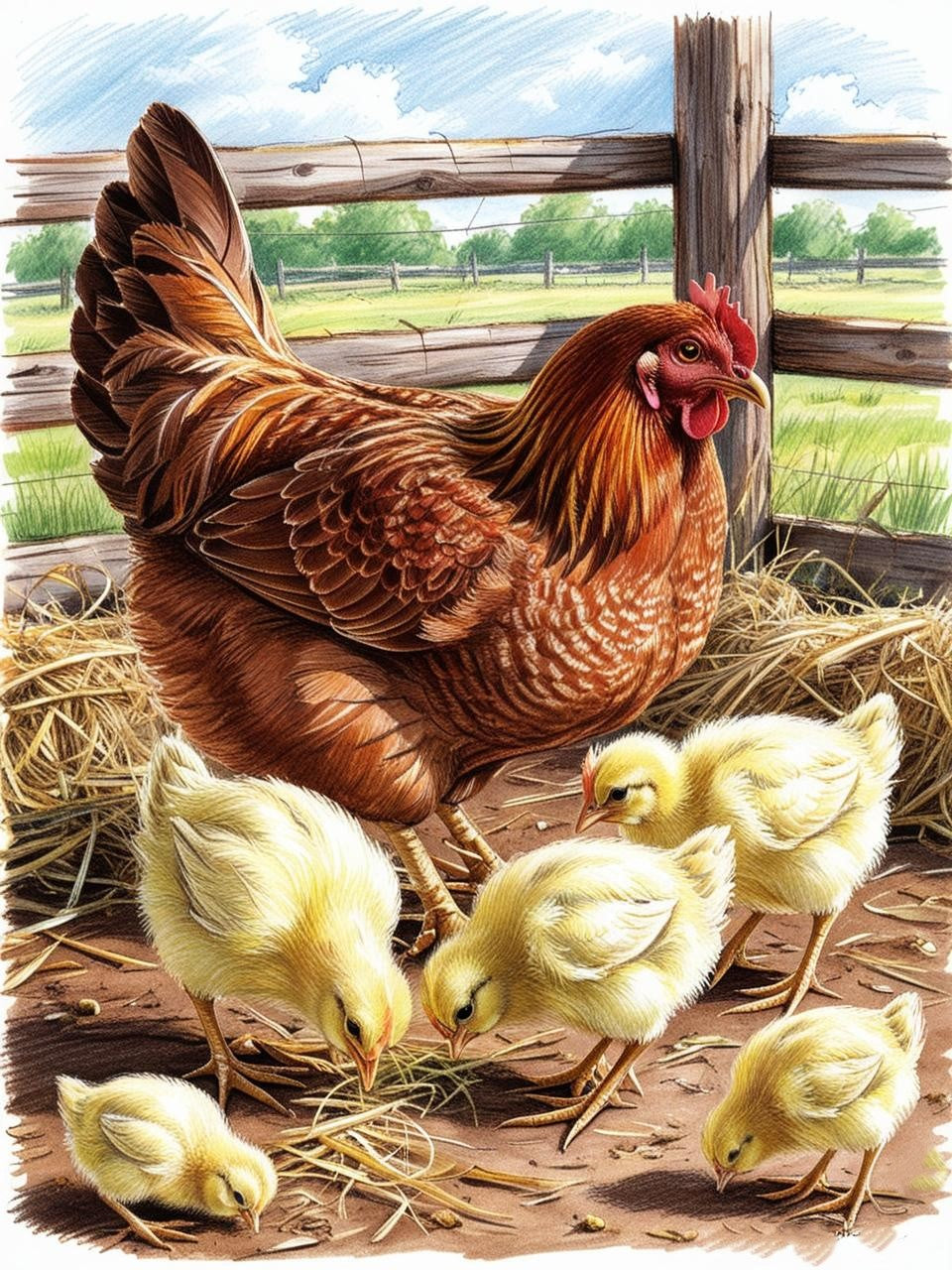 Paint by Number Hen with Chicks